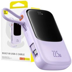 Powerbank Baseus 10000 mAh 22.5W USB-C USB-A wbudowany kabel USB-C. Fioletowe bluzy z kapturem damskie Baseus, z materiału. Za 79.00 zł.