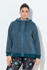 Damskie Bluza rozpinana z dzianiny i polaru wzór graficzny kaptur. Niebieskie bluzy z kapturem damskie Ulla Popken, plus size, z dzianiny. Za 349.99 zł.