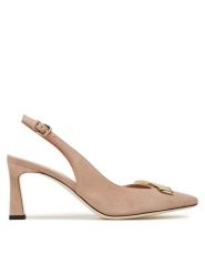 Pollini Sandały SA10017C1MTA0122 Beżowy. Brązowe sandały damskie Pollini, bez wzorów, ze skóry, bez obcasa, na słupku. Za 1,019.00 zł.