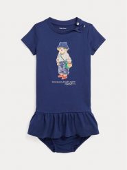 Polo Ralph Lauren Sukienka codzienna 310909701001 Granatowy Regular Fit. Niebieskie sukienki dziewczęce Polo Ralph Lauren, bez wzorów, z bawełny, bez ramiączek. Za 209.99 zł.