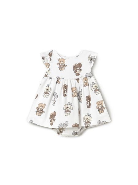 Mayoral Sukienka letnia 1869 Biały Regular Fit. Białe sukienki dziewczęce Mayoral, na lato, bez wzorów, z bawełny, bez ramiączek. Za 139.99 zł.