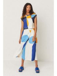 SKFK Spódnica "Areli" w kolorze biało-niebieskim rozmiar: 36. Białe spódniczki damskie SKFK, bez wzorów, z podwyższonym stanem, maxi. Za 295.99 zł.