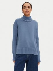 Calvin Klein Golf K20K207437 Niebieski Regular Fit. Niebieskie golfy damskie CALVIN KLEIN, s, bez wzorów, z bawełny, bez ramiączek. Za 669.99 zł.