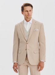 PAKO LORENTE – Beżowa marynarka męska. Brązowe marynarki męskie Pako Lorente, bez wzorów, z elastanu. Za 699.99 zł.