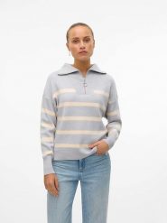 Vero Moda Sweter "Saba" w kolorze szarym rozmiar: L. Szare golfy damskie Vero Moda, l, bez wzorów, ze splotem, bez ramiączek. Za 147.45 zł.