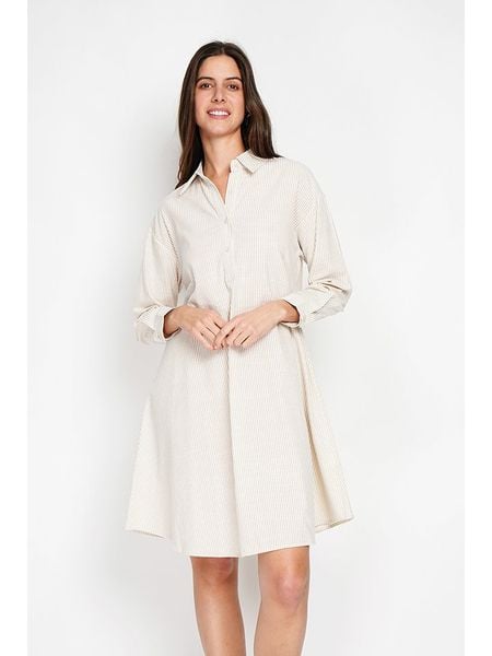 William de Faye Sukienka w kolorze kremowym rozmiar: 40. Brązowe sukienki damskie William De Faye, bez wzorów, klasyczne, bez kołnierzyka, bez ramiączek, midi. Za 126.15 zł.