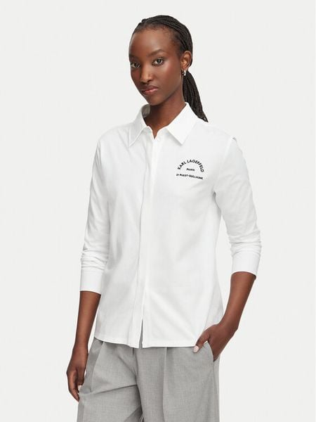 KARL LAGERFELD Koszula B3W11025 Biały Regular Fit. Białe koszule damskie Karl Lagerfeld, l, bez wzorów, z bawełny, bez kołnierzyka, bez ramiączek. Za 649.99 zł.