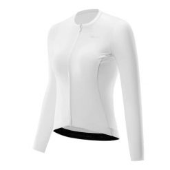 Koszulka kolarska na rower rozpinana. Białe bluzki sportowe damskie ROCKBROS, l, z elastanu, bez kołnierzyka, bez ramiączek. Za 229.99 zł.