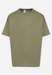 Ciemnozielona Koszulka T-shirt z Bawełny Fodarella. Brązowe t-shirty męskie Born2be, m, z aplikacjami, z bawełny, bez kołnierzyka. Za 44.99 zł.