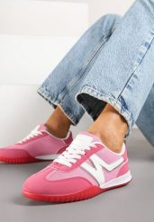 Różowe Sneakersy Klasyczne Tenisówki Istia. Czerwone trampki i tenisówki damskie Renee, z aplikacjami, z jeansu. Za 79.99 zł.