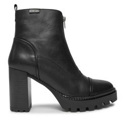 Botki Pikolinos. Czarne botki damskie Pikolinos, bez obcasa, na słupku, bez zapięcia. Za 799.99 zł.