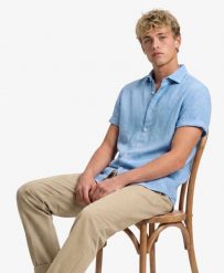 Superdry Koszula Riviera z krótkim rękawem, len – Sky Blue Chambray. Niebieskie koszule damskie Superdry., na lato, l, bez wzorów, ze lnu, bez kołnierzyka, bez ramiączek. Za 288.95 zł.