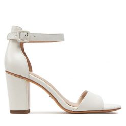 Sandały Tamaris. Białe sandały damskie Tamaris, bez wzorów, bez obcasa, na słupku. Za 229.99 zł.