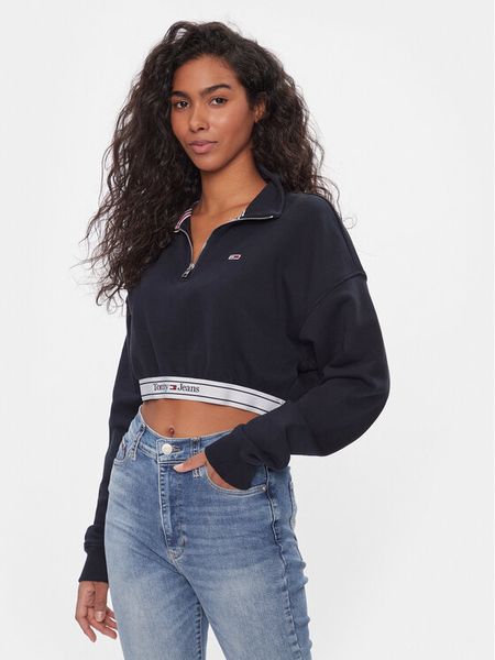 Tommy Jeans Bluza DW0DW16129 Granatowy Regular Fit. Niebieskie bluzy bez kaptura damskie Tommy Jeans, xl, z bawełny. Za 269.99 zł.