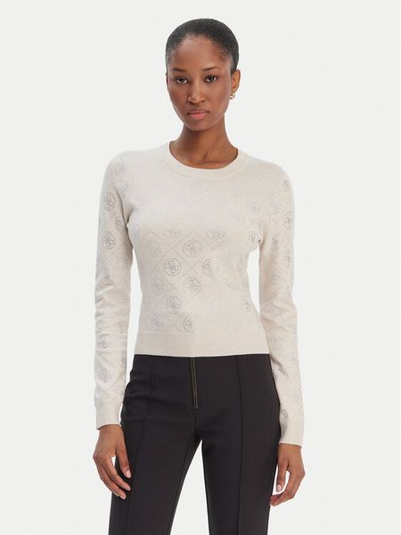 Guess Sweter W6RR66 Z3JD2 Beżowy Regular Fit. Brązowe swetry klasyczne damskie Guess, xxl, z syntetyku, bez kołnierzyka. Za 525.00 zł.