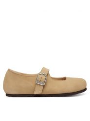 Birkenstock Baleriny Santa Clarita 1031613 Beżowy. Brązowe baleriny damskie Birkenstock, bez wzorów, ze skóry, bez obcasa. Za 599.99 zł.