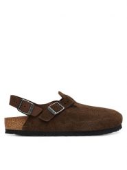 Birkenstock Sandały Tokio 1032025 Brązowy. Brązowe sandały damskie Birkenstock, bez wzorów, ze skóry, bez obcasa, na płaskiej podeszwie. Za 679.99 zł.