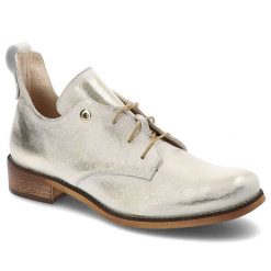 Złote Półbuty Damiss Wygodne Skórzane Buty. Żółte półbuty damskie DAMISS, bez wzorów, ze skóry, eleganckie, bez obcasa, na płaskiej podeszwie. Za 319.00 zł.