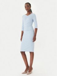 Rinascimento Sukienka koktajlowa CFC0127699003 Błękitny Slim Fit. Niebieskie sukienki damskie RINASCIMENTO, s, bez wzorów, z syntetyku, wizytowe, bez kołnierzyka, bez ramiączek. Za 609.99 zł.