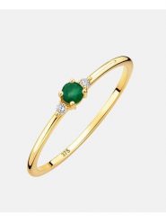 Revoni Złoty pierścionek z diamentami i szmaragdem rozmiar: 58. Zielone pierścionki damskie Revoni, z diamentem, złote. Za 913.99 zł.