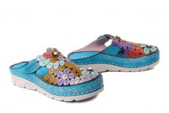 LAURA VITA 0007644 Dorry 22 bleu, klapki damskie. Niebieskie klapki damskie Laura Vita, bez wzorów, ze skóry, bez obcasa. Za 359.90 zł.