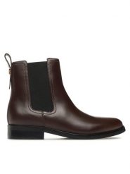 Coach Sztyblety Maeve Lth Bootie CN143 Brązowy. Brązowe botki damskie Coach, ze skóry, bez obcasa, na płaskiej podeszwie, bez zapięcia. Za 1,219.00 zł.