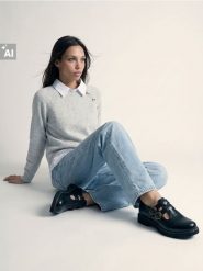 Sweter z koszulą z domieszką wełny - szary. Szare koszule damskie Sinsay, l, z wełny, bez kołnierzyka. Za 69.99 zł.