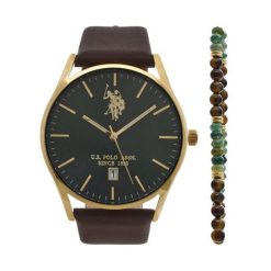 Zestaw zegarek i bransoletka U.S. Polo Assn. Żółte bransoletki damskie U.S. Polo Assn., złote. Za 409.99 zł.