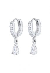 Elli Damskie kreole krople Drop Elegant z cyrkoniami ze srebra próby 925 Sterling Silver Kolczyki koła 1 ct. Szare kolczyki damskie Elli, z cyrkonią, srebrne. Za 328.99 zł.