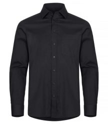 Clique Stretch Shirt L/S – Rozciągliwa koszula z długim rękawem czarna – Black. Czarne koszule męskie CLIQUE, l, bez wzorów, z bawełny, bez kołnierzyka, bez ramiączek. Za 188.64 zł.