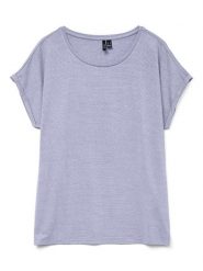 Vero Moda Koszulka w kolorze fioletowym rozmiar: L. Różowe bluzki damskie Vero Moda, l, bez wzorów, z wiskozy, bez kołnierzyka. Za 61.46 zł.