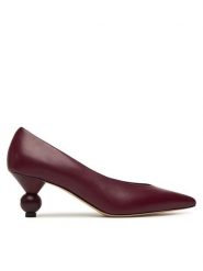 Weekend Max Mara Czółenka Renza 2525526114600 Bordowy. Czerwone czółenka damskie Weekend Max Mara, bez wzorów, ze skóry, bez obcasa. Za 1,759.00 zł.