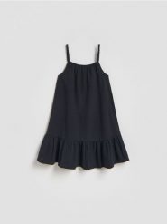 Sukienka na ramiączkach - czarny. Czarne sukienki dziewczęce Reserved, bez wzorów, z bawełny, bez ramiączek. Za 59.99 zł.