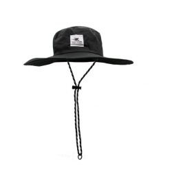 Kapelusz - nylonowy - z długim rondem / dla dorosłych /uniwersalny (czarny). Czarne kapelusze damskie SURF MONKEY, bez wzorów, z bawełny. Za 179.95 zł.