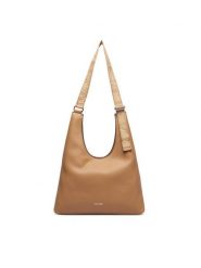 Calvin Klein Torebka Webbing Adj Strap Large Shoulder LV04F3643G Beżowy. Brązowe torebki klasyczne damskie CALVIN KLEIN, bez wzorów, ze skóry, bez dodatków. Za 569.99 zł.