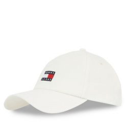 Czapka z daszkiem Tommy Jeans. Białe czapki z daszkiem damskie Tommy Jeans, bez wzorów, z jeansu. Za 99.99 zł.