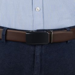 Pasek męski skórzany 3,5 cm klamra automatyczna Beltimore brązowy 02-587 : Kolory - brązowy, beżowy, Rozmiar pasków - r.115-130 cm. Brązowe paski męskie bez wzorów, ze skóry, wizytowe. Za 64.99 zł.