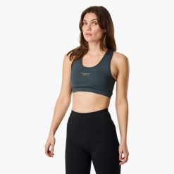 Biustonosz sportowy Trening Damska Swedemount Core Light Support Oddychający. Zielone biustonosze sportowe damskie SWEDEMOUNT, bez wzorów, z tkaniny. W wyprzedaży za 95.00 zł.