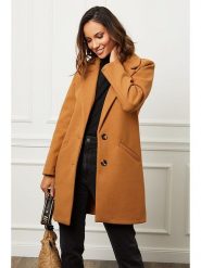Le Comptoir du Manteau Płaszcz przejściowy w kolorze karmelowym rozmiar: 40. Brązowe płaszcze damskie Le Comptoir du Manteau, bez wzorów, z wełny, klasyczne. Za 101.47 zł.