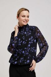 Koszula z kwiatowym wzorem czarna. Czarne koszule damskie MOODO, m, bez wzorów, z poliesteru, bez kołnierzyka, bez ramiączek. W wyprzedaży za 38.99 zł.