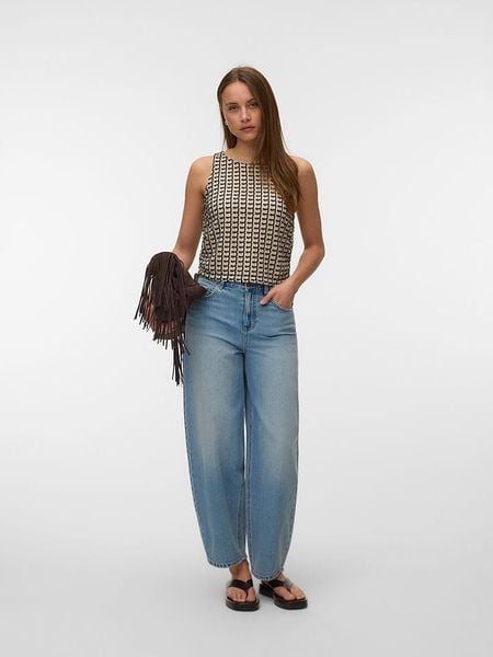 Vero Moda Top w kolorze beżowo-czarnym rozmiar: S. Brązowe topy damskie Vero Moda, s, bez wzorów, bez kołnierzyka. Za 84.99 zł.