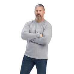 Koszulka z długim rękawem Ariat Rebar Cotton Strong. Szare koszulki męskie z długim rękawem Ariat, m, z bawełny. Za 215.00 zł.