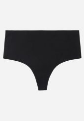 Czarne Majtki Stringi High Waist o Bezszwowym Wykończeniu Oreasa. Czarne stringi damskie Renee, l, bez wzorów. Za 39.99 zł.