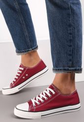 Bordowe Trampki z Ekoskóry Lakelets. Czerwone trampki i tenisówki damskie Renee, bez wzorów, z gumy, przed kostkę. Za 54.99 zł.