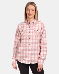 Koszula flanelowa damska Kilpi FLANNY-W. Czerwone koszule damskie Kilpi, bez wzorów, z bawełny, klasyczne, bez kołnierzyka, bez ramiączek. Za 223.00 zł.