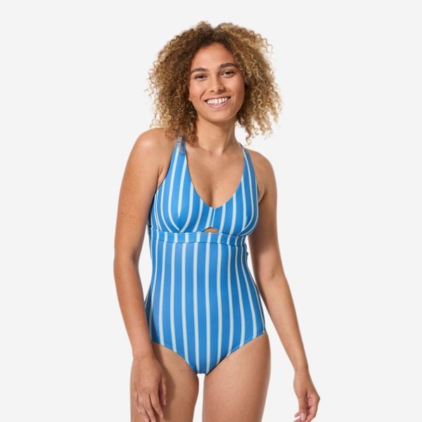 Kostium kąpielowy jednoczęściowy surfingowy damski Decathlon Agatha Capri. Niebieskie stroje jednoczęściowe damskie Decathlon, m, bez wzorów. Za 99.99 zł.