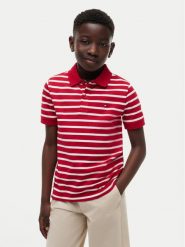 Tommy Hilfiger Polo Flag KB0KB09103 Czerwony Regular Fit. Czerwone t-shirty chłopięce Tommy Hilfiger, bez wzorów, z bawełny, bez ramiączek. Za 229.99 zł.