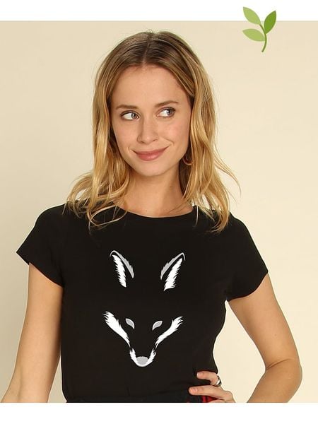 WOOOP Koszulka "Foxy Shape" w kolorze czarnym rozmiar: L. Czarne t-shirty damskie Wooop, l, bez wzorów, z bawełny, bez kołnierzyka. Za 39.45 zł.