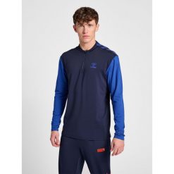 Bluza dresowa 1/2 zip Hummel Pro Grid. Niebieskie bluzy bez kaptura męskie HUMMEL, z dresówki. W wyprzedaży za 253.60 zł.