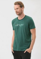 T-shirt w sportowym stylu T-ENDE. Zielone t-shirty męskie Volcano, na zimę, l, bez wzorów, z bawełny, bez kołnierzyka. Za 69.99 zł.